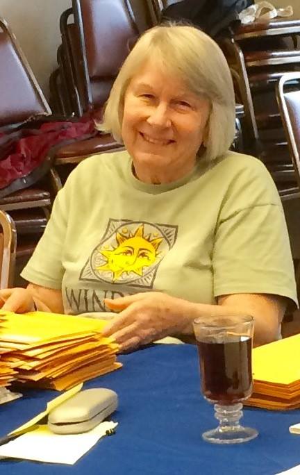 Lion Nancy, finds helping to organize and stamp envelopes for a general mailing, a worthwhile volunteer opportunity for a non-profit.