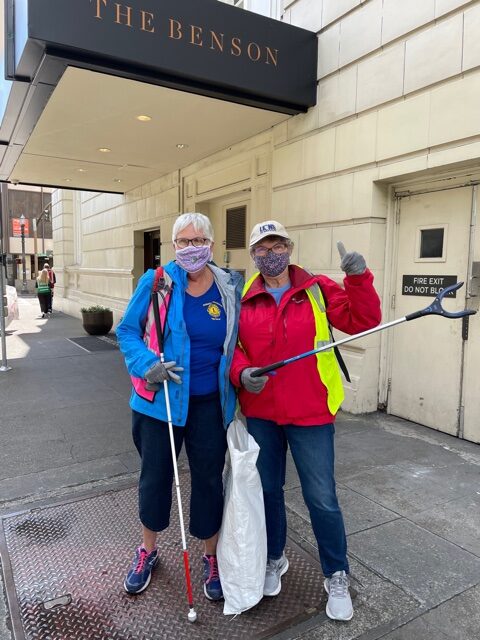 Lion Mary Lee, and friend, spend some time in the greater Portland area, cleaning up trash.